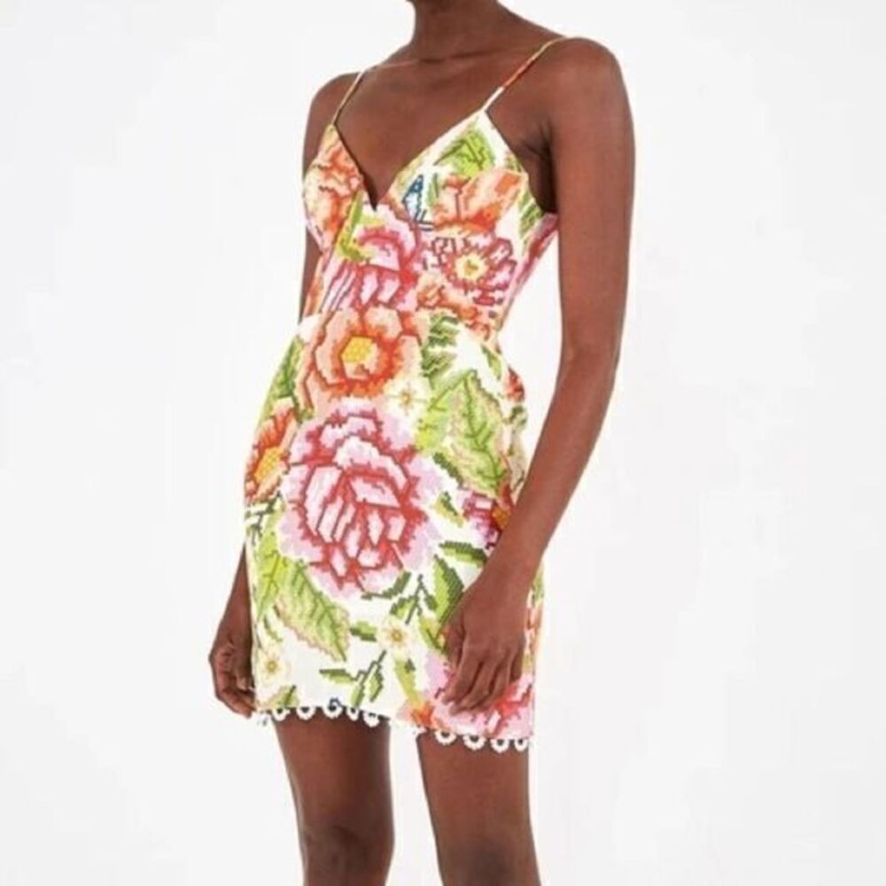 FARM RIO Anthropologie NWT Vintage Multicolor Floral Mini Dress SMALL